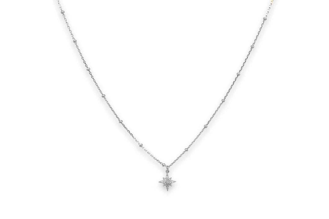 Burgundy Silver Star Necklace